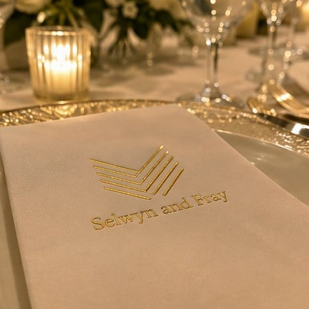 Customized dinner napkins for wedding caterers