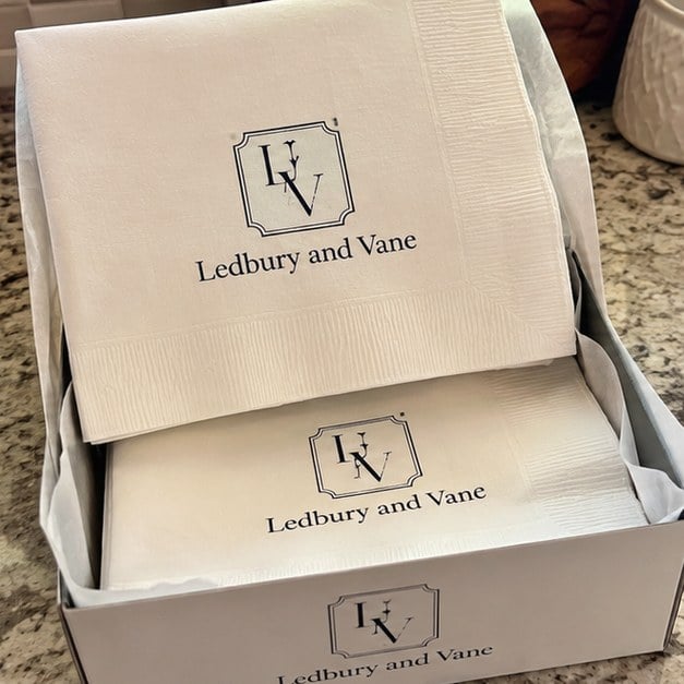 Personalized dinner napkins — customer photo